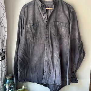 Patagonia collarless shirt men’s size XL bleach look gray button up organic cott